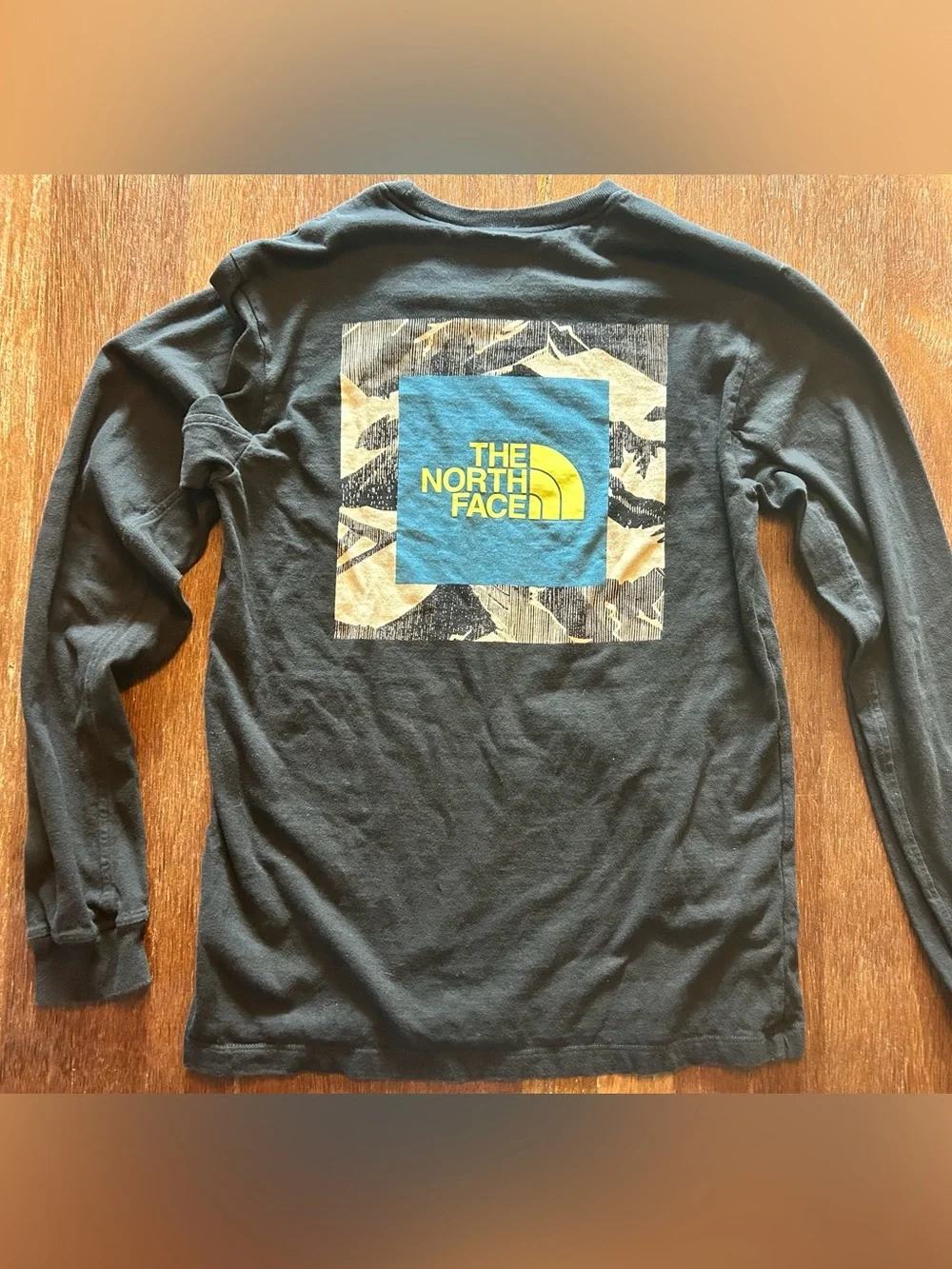 The North Face Men’s Small Black Long Sleeve Graphic Tee Back Logo
